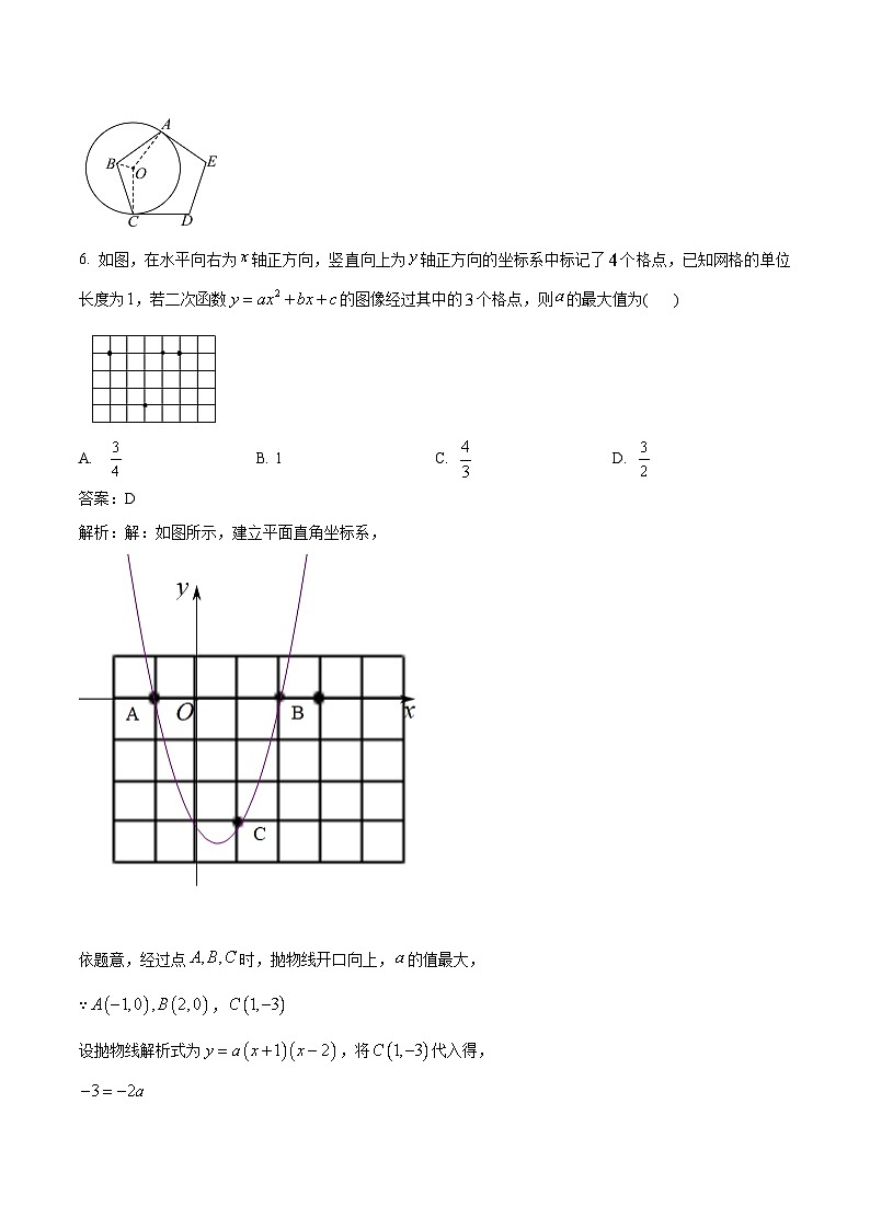 江苏省南京市秦淮区四校联考2024届九年级下学期中考二模数学试卷(含解析)03