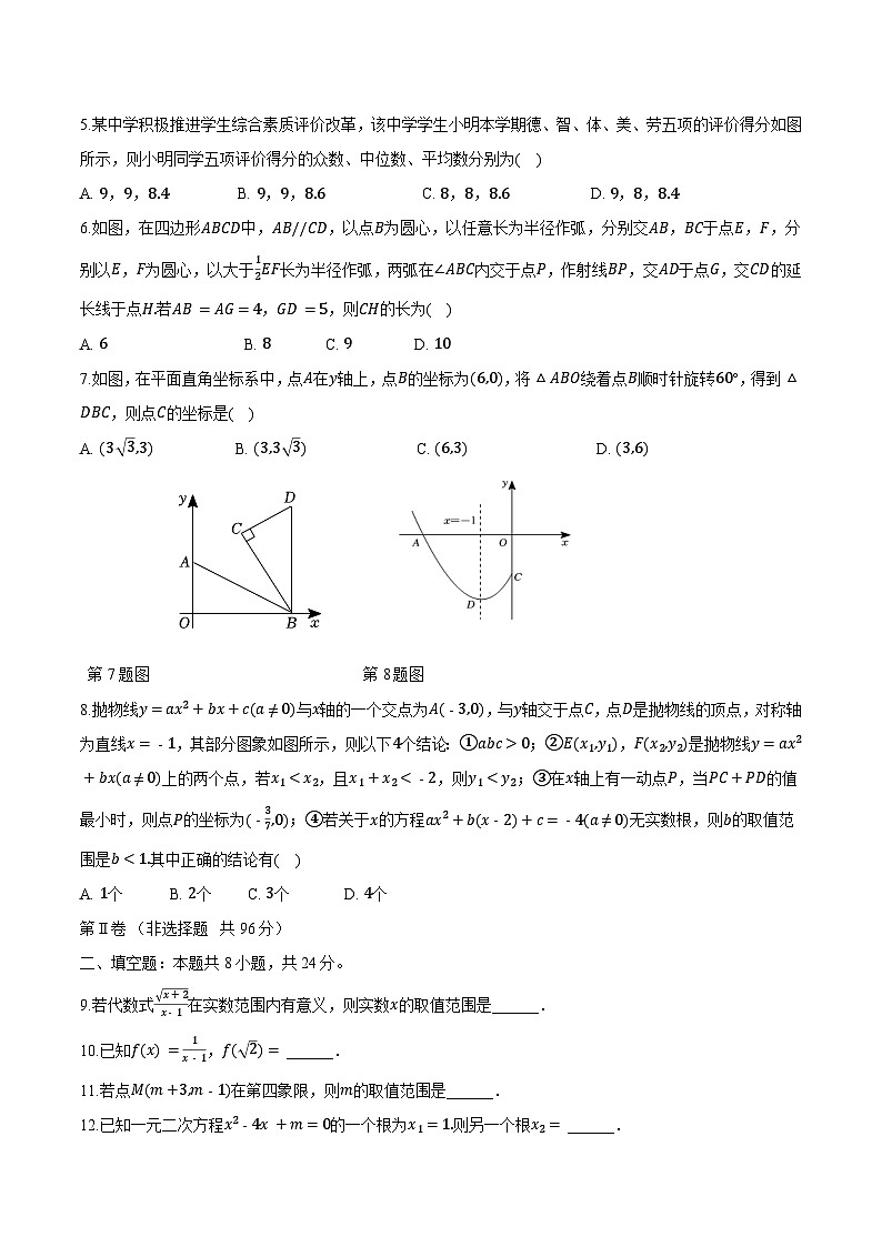 山东省滨州市阳信县2024届九年级下学期中考二模数学试卷(含答案)02