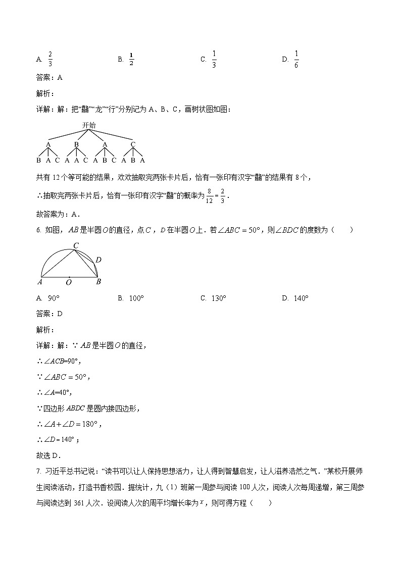 新疆乌鲁木齐部分学校2024届九年级下学期中考三模考试数学试卷(含解析)03