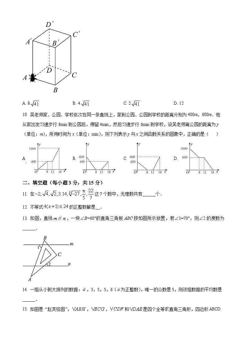 河南省郑州市外国语总校初中部2023-2024学年八年级下学期开学评价考试数学试题（原卷版）第3页
