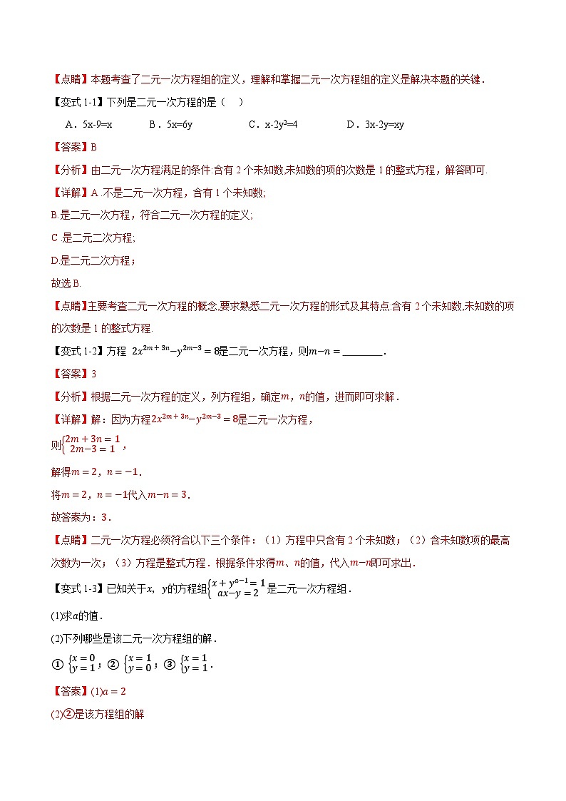 专题5.6 二元一次方程组章末八大题型总结（培优篇）（北师大版）（解析版）第2页