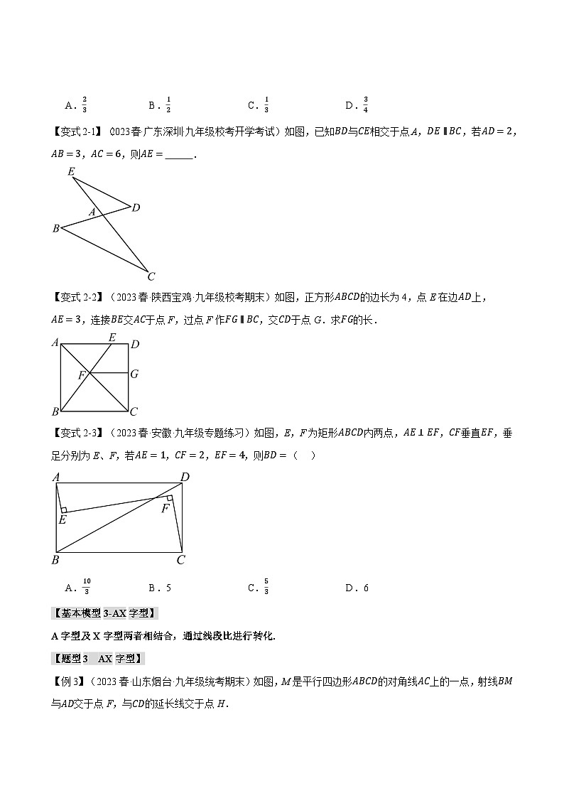 专题4.7相似三角形的八大经典模型-2024-2025学年九年级数学上册举一反三系列（北师大版）03