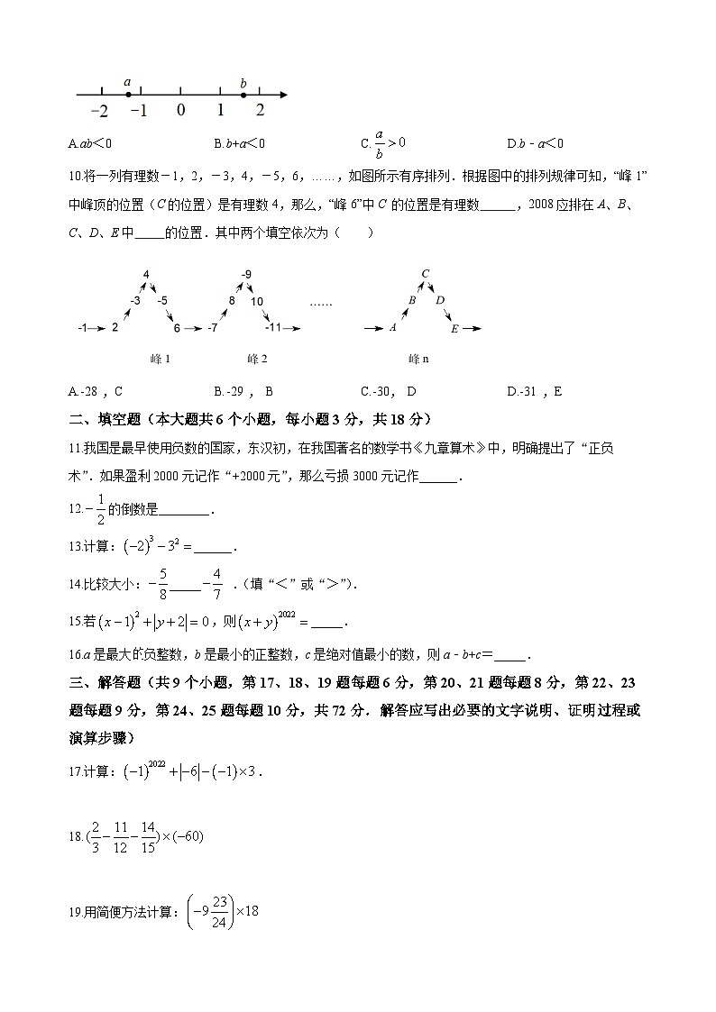 湖南省长沙市雅礼外国语学校2022-2023学年七年级上学期第一次月考数学试题（原卷及解析版）02