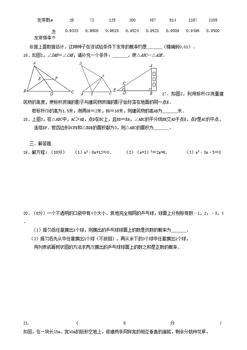 山东省济南市长清区崮云湖初级中学2023-2024学年九年级上学期第一次月考数学试题第3页