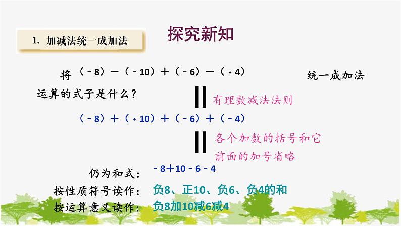 1.8 有理数的加减混合运算 华师大版数学七年级上册课件2第3页