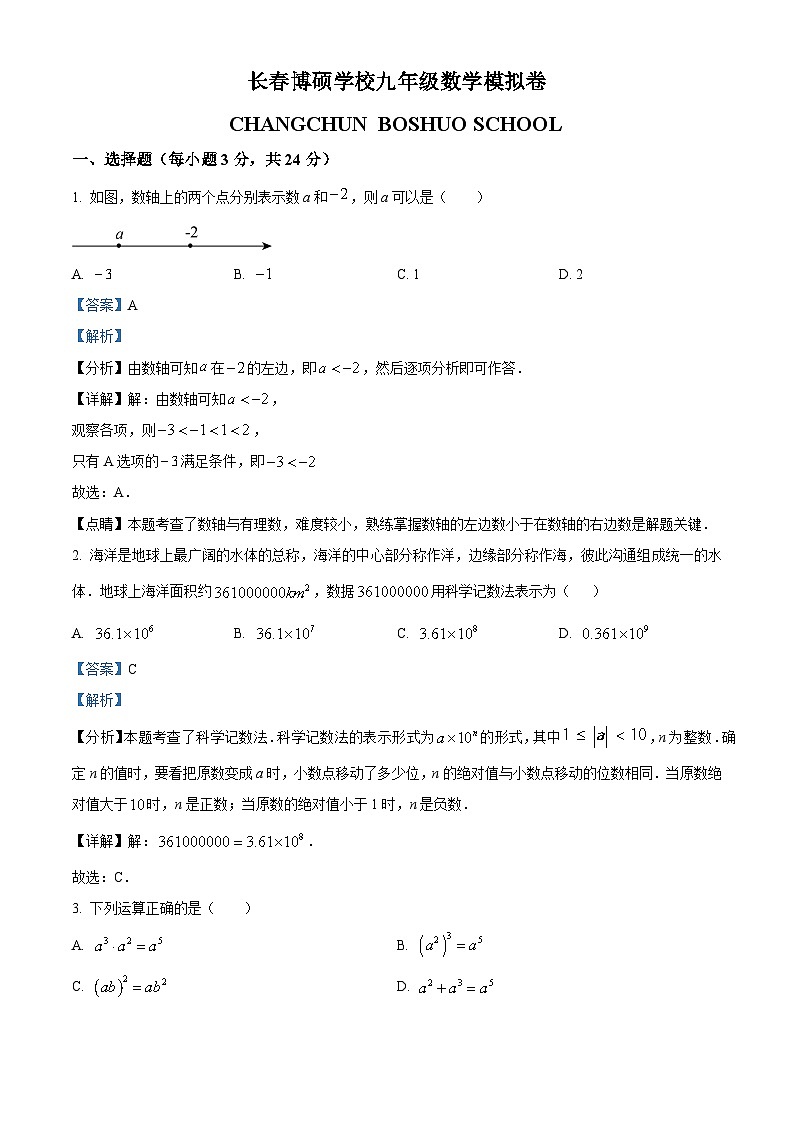 吉林省长春博硕学校2023-2024学年九年级下学期开学考试数学试题（解析版）第1页