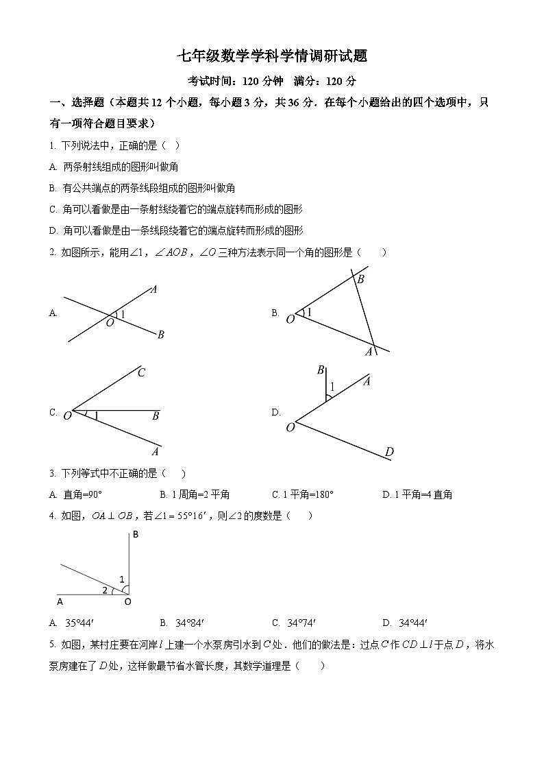 山东省聊城市第六中学2023-2024学年七年级下学期开学考试数学试题 （原卷版）01