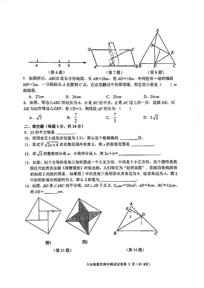 江苏省苏州市平江中学、草桥中学2023-2024学年八年级上学期数学期中试卷02