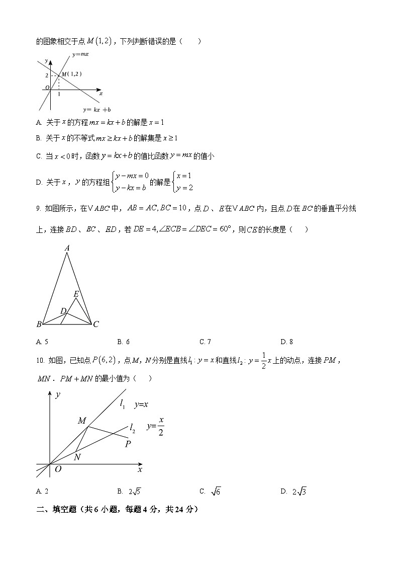 浙江省义乌市稠州中学2023-2024学年八年级下学期数学开学考试题（原卷版+解析版）02