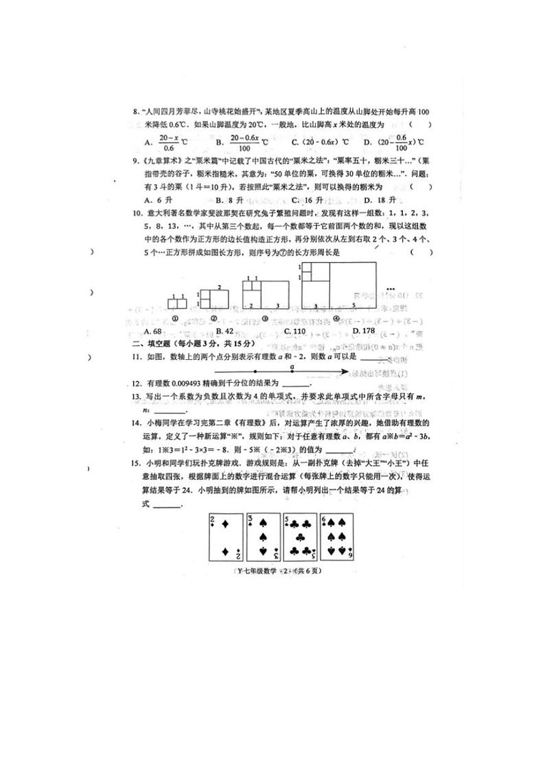 河南省驻马店市泌阳县2023-2024学年七年级上学期11月期中数学试题02