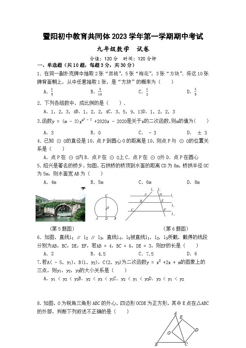 浙江省绍兴市暨阳初中教育共同体2023-2024学年九年级上学期期期中考试数学试题01