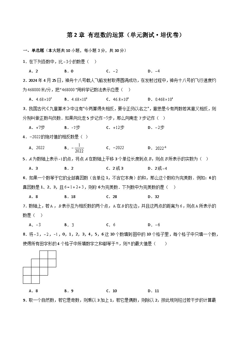 第2章 有理数的运算（单元测试·培优卷）-2024-2025学年七年级数学上册基础知识专项突破讲与练（人教版）01