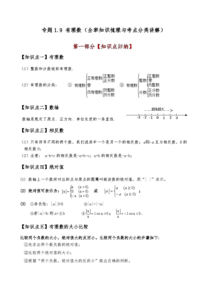 专题1.9 有理数（全章知识梳理与考点分类讲解）-2024-2025学年七年级数学上册基础知识专项突破讲与练（人教版）01