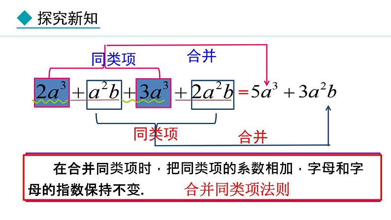 七年级数学冀教版（2024）上册课件  4.2.1  合并同类项08