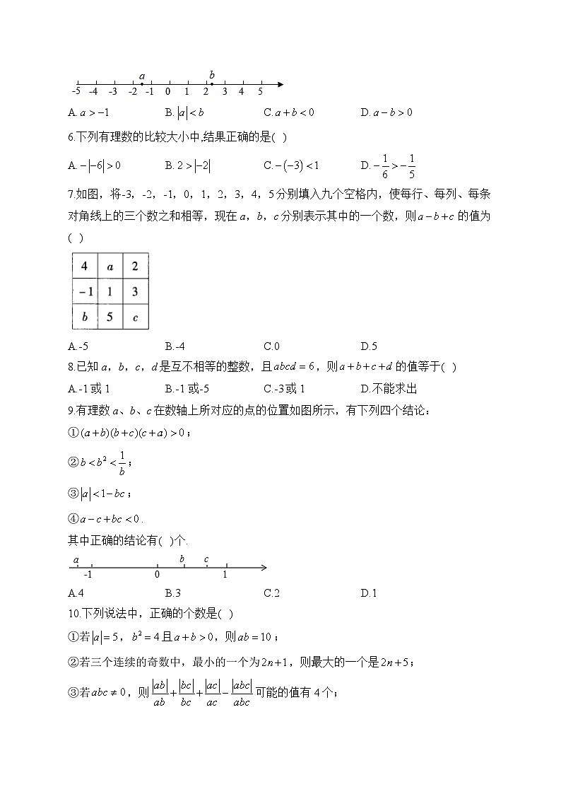 第2章 有理数及其运算 北师大版数学七年级上册单元闯关双测B卷(含答案)第2页