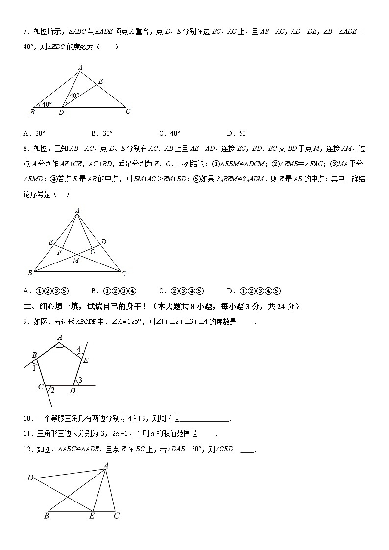 湖北省孝感市孝昌县2023-2024学年八年级上学期期中数学试题 （含解析）02