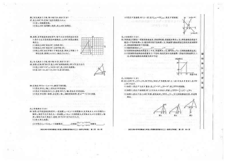 安徽省池州市第二中学2023-2024学年八年级上学期11月期中数学试题02