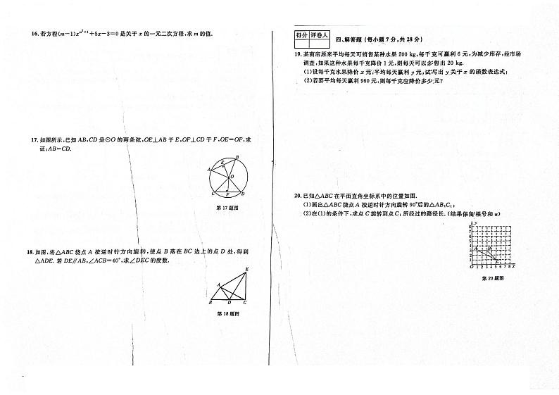 2023-2024学年吉林省白山九年级（上）第三次月考数学试卷02