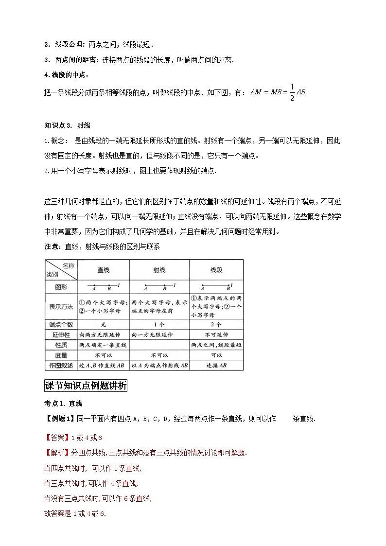 2024-2025学年人教版初中数学七年级上册专题6.2 直线、射线、线段（解析版+原卷版）02