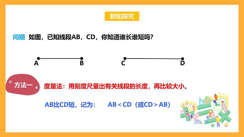 华师大版数学七上 4.5.2《线段的长短比较》课件04