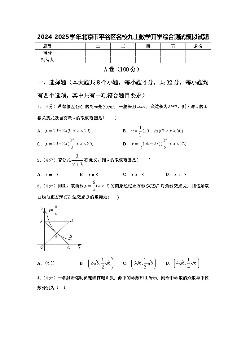2024-2025学年北京市平谷区名校九上数学开学综合测试模拟试题【含答案】第1页