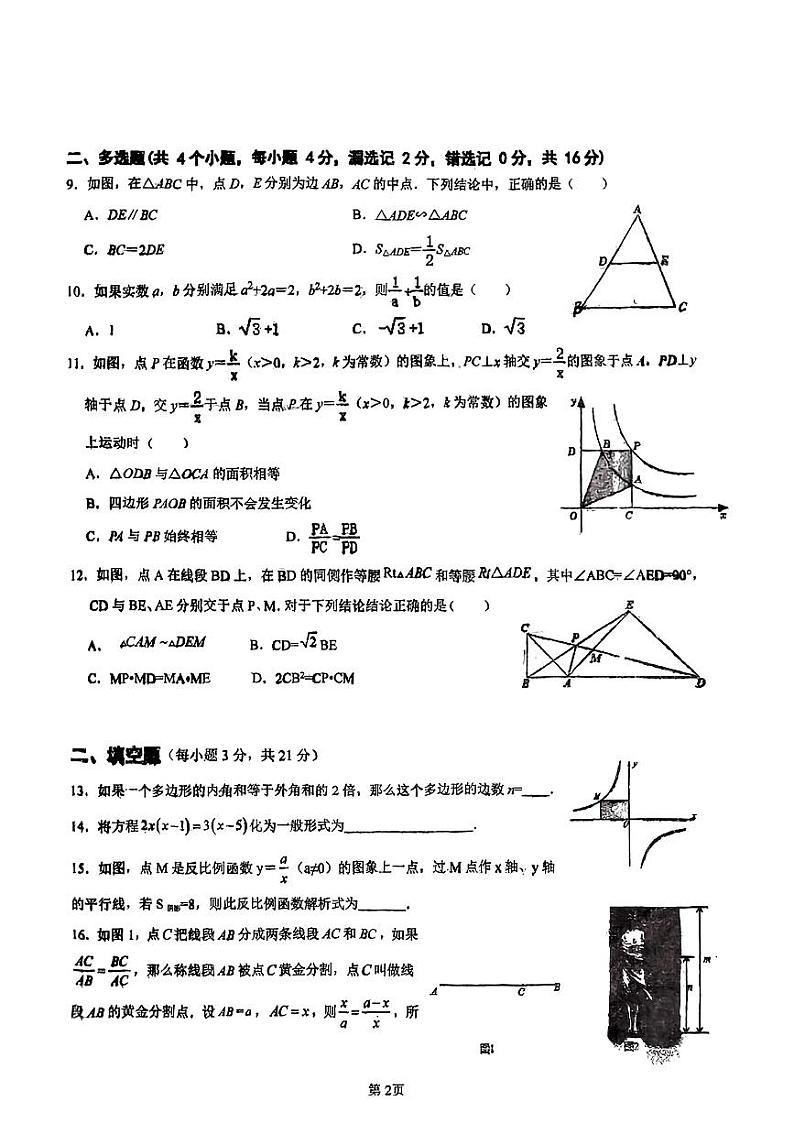 湖南省邵阳市洞口县思源实验学校等校2024-2025学年九年级上学期开学数学试题第2页