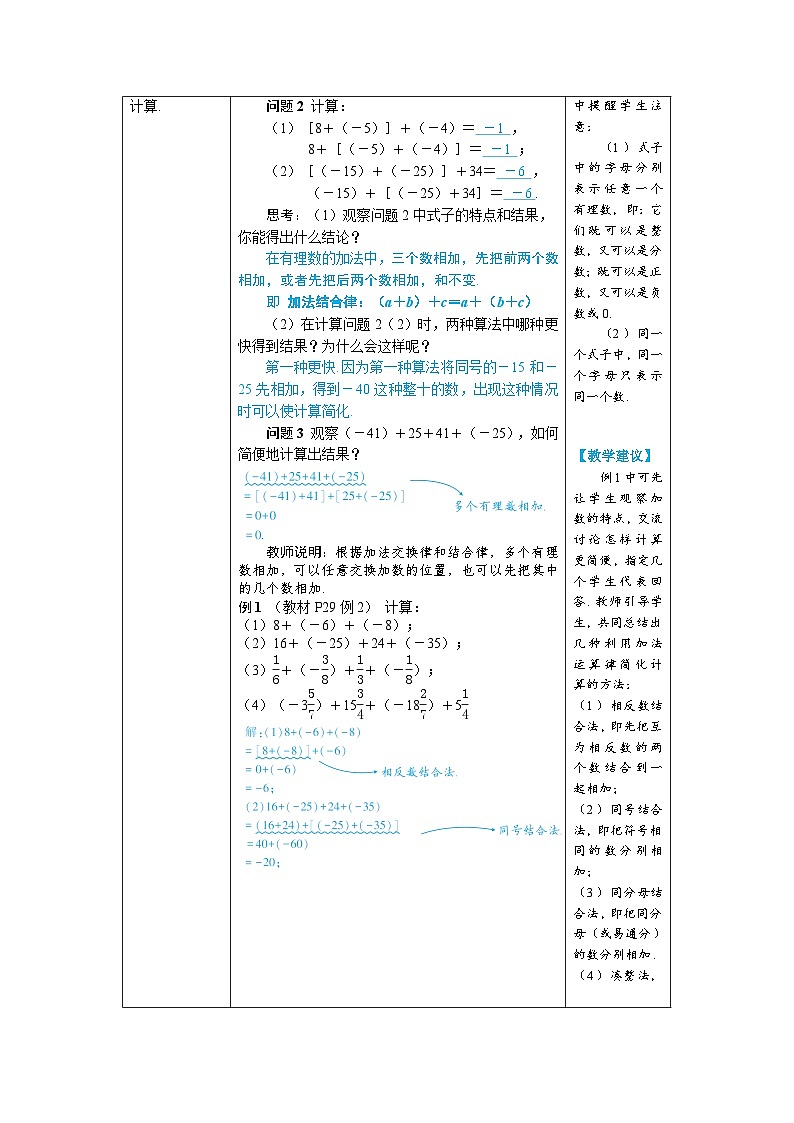 2.1.1 有理数的加法 第2课时 有理数的加法运算律（教学设计） --2024--2025学年人教版（2024）七年级数学上册第2页