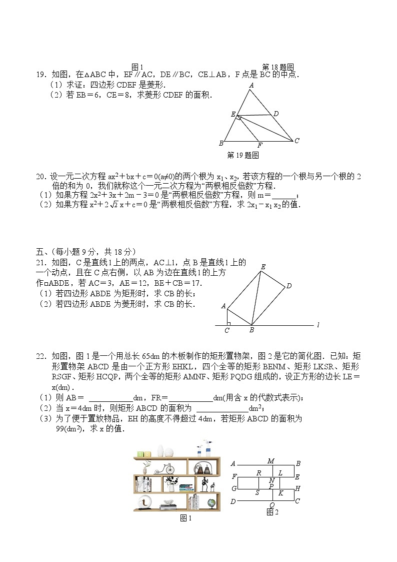 江西省金溪县第二中学2024届九年级上学期第一次月考数学试卷(含答案)03
