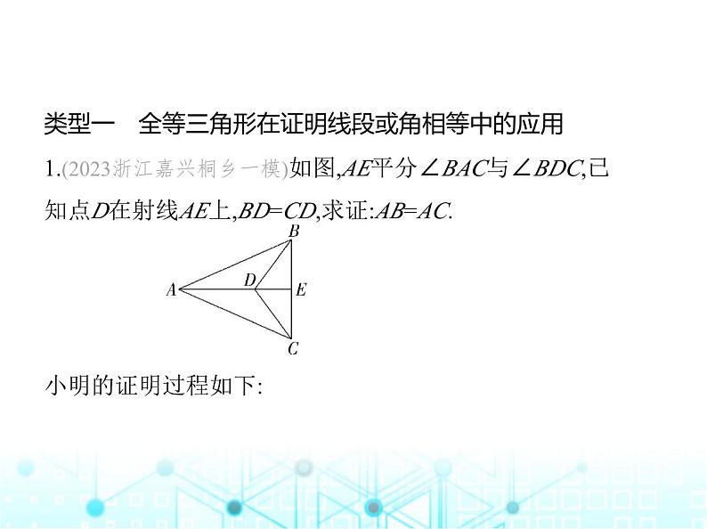 浙教版八年级数学上册专项素养综合练(二)全等三角形应用的四种常见类型课件02