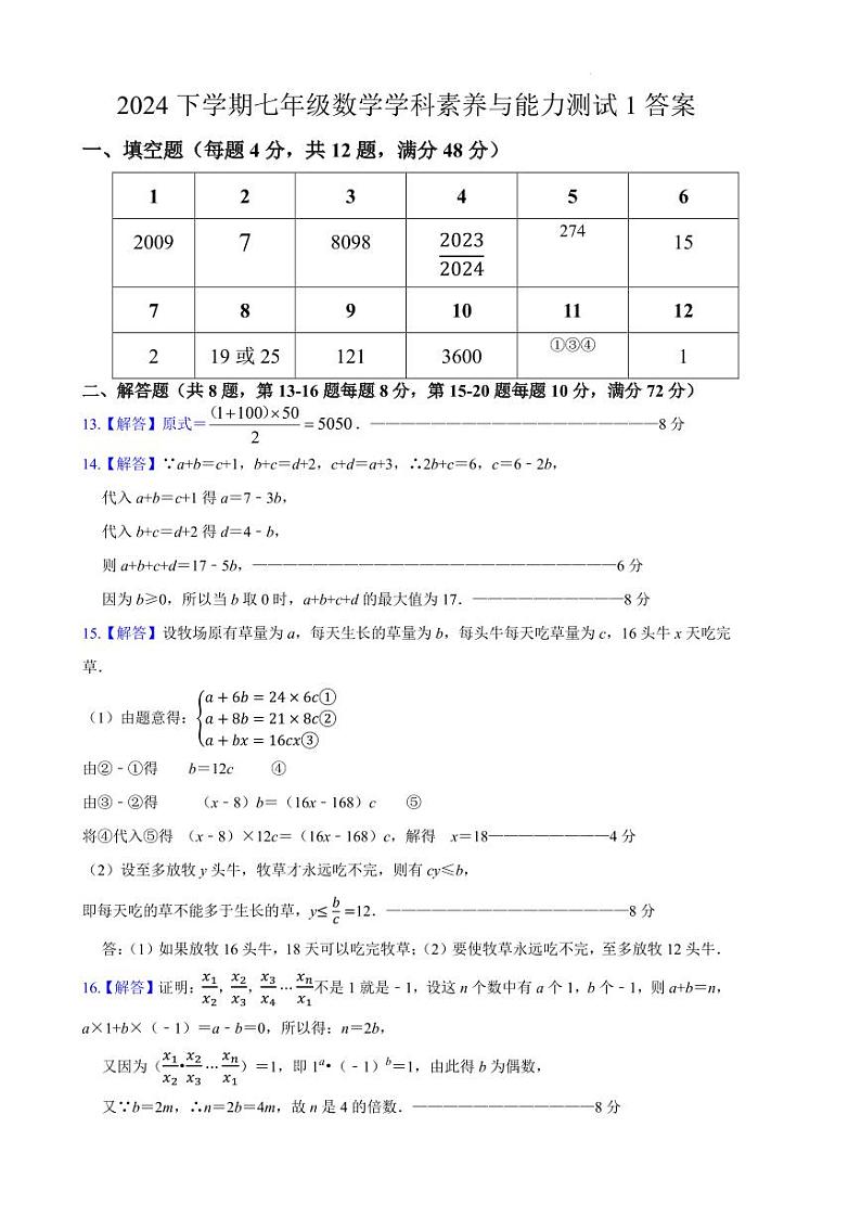 2025年湖南长沙雅礼教育集团七年级拔尖创新人才选拔数学真题+答案01