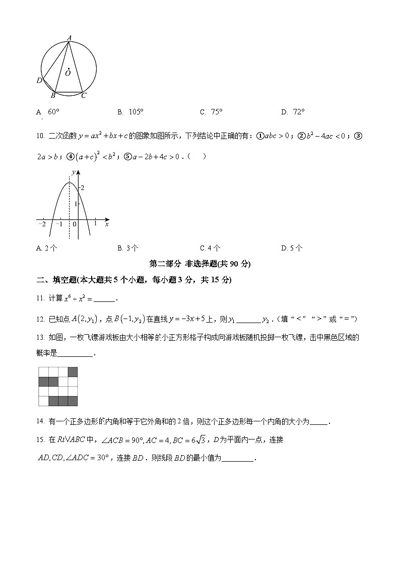 2024年广东省东莞市部分学校中考三模数学试题（原卷版）03