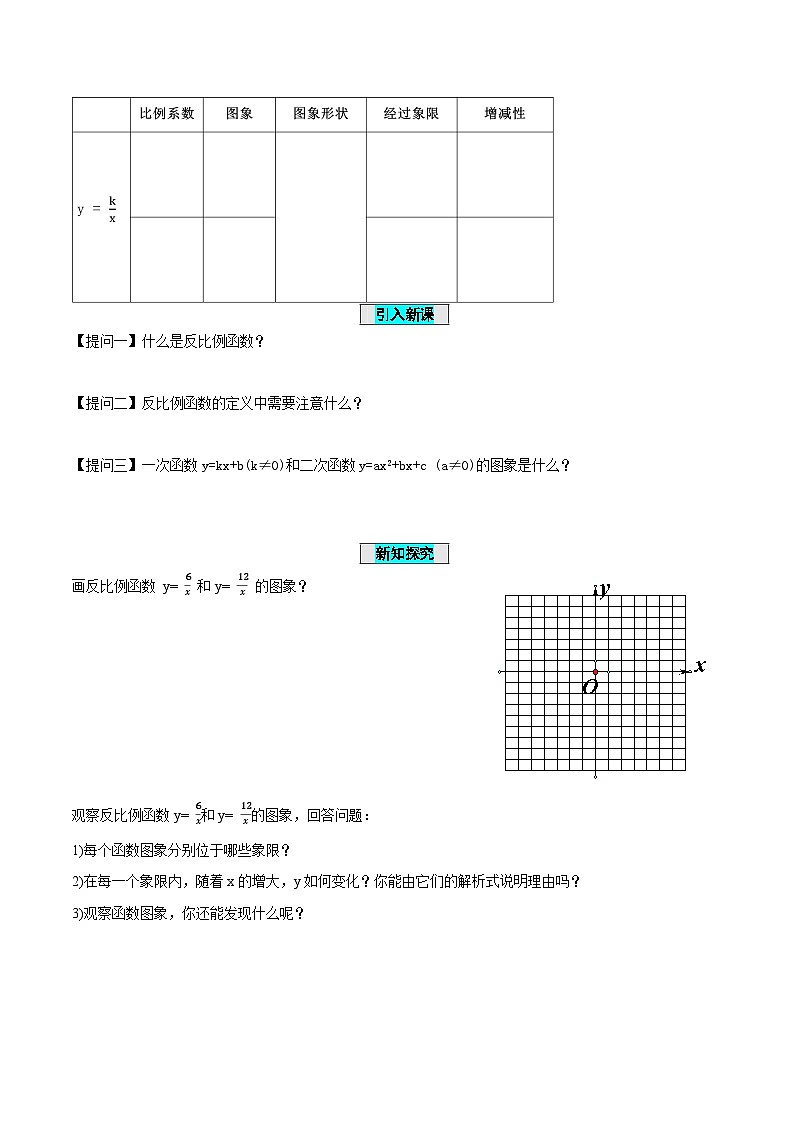 26.1.2 反比例函数的图象与性质（第1课时）（导学案）第2页