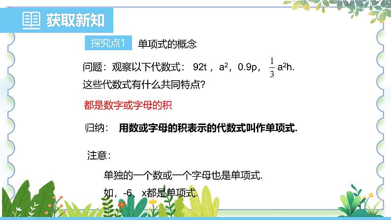 人教版（2024）数学七年级上册 第4章 4.1.1单项式 PPT课件第7页