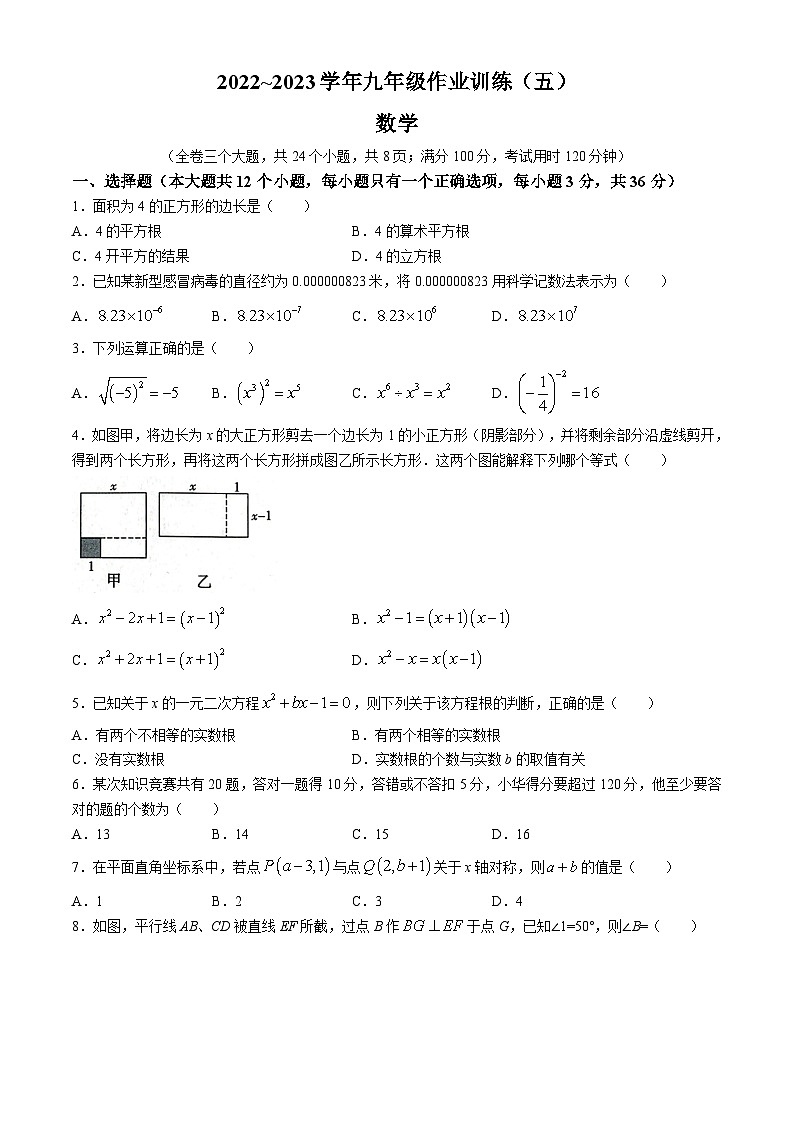 云南省昭通市绥江县2022-2023学年九年级下学期期中数学试题01
