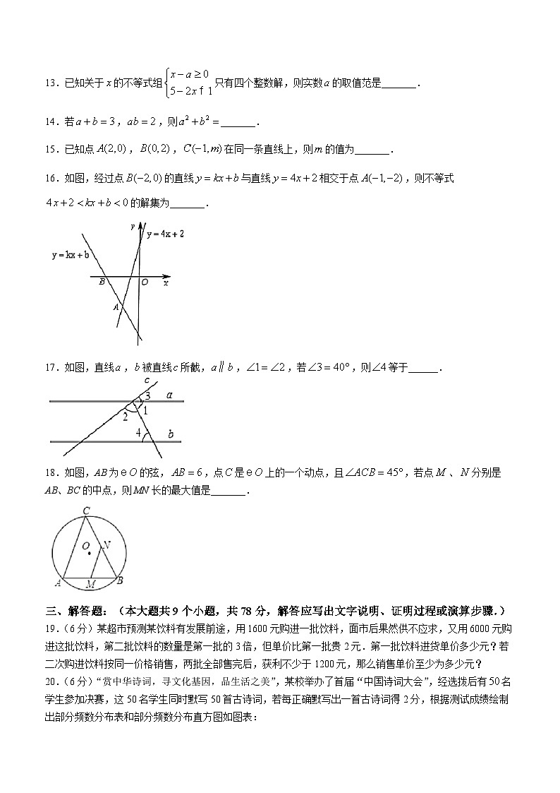 2024年山西省实验中学中考适应性考试数学试题03