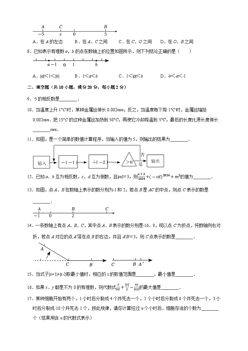 第2章《有理数》-2024-2025学年七年级数学上册单元测试卷（苏科版2024新教材）02