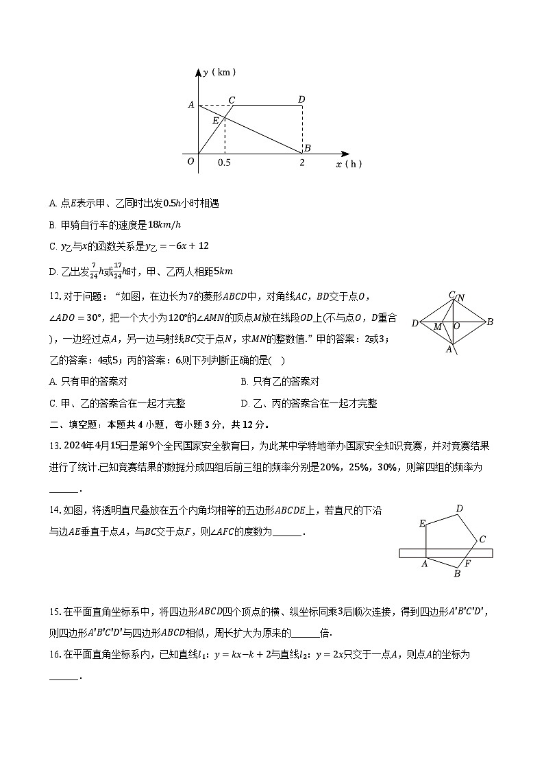 2023-2024学年河北省邯郸市某校八年级（下）期末数学试卷（含解析）03