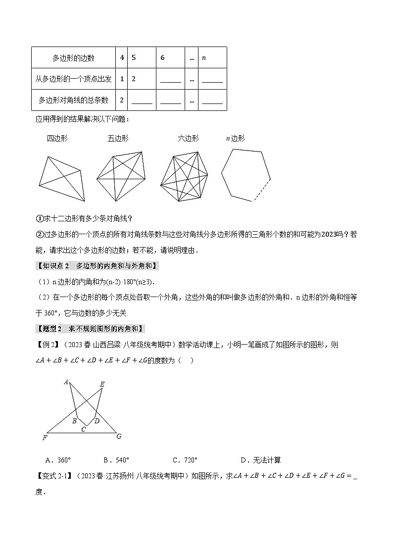 人教版八年级数学上册举一反三11.5多边形及其内角和【八大题型】(学生版+解析)第2页