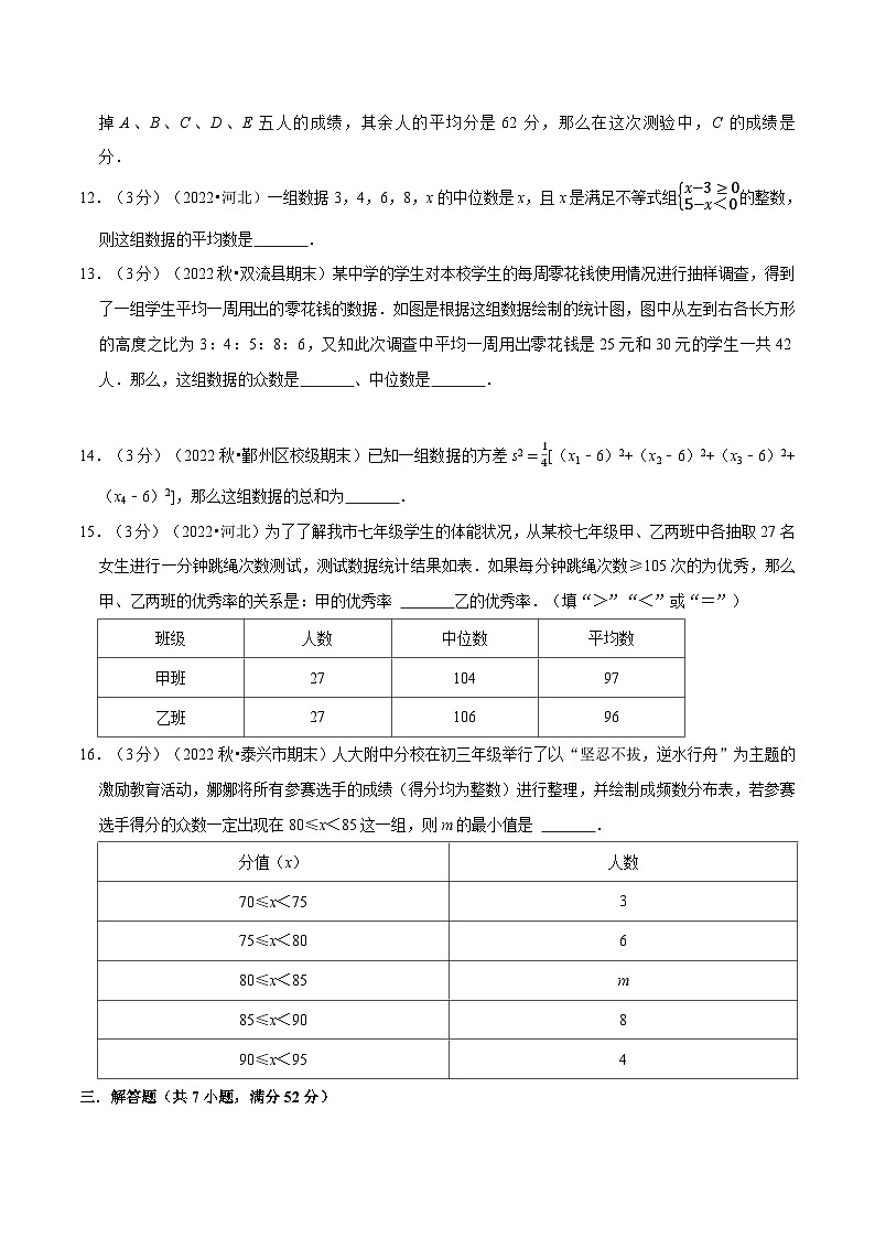 人教版八年级数学下册举一反三20.2数据的分析章末题型过关卷(学生版+解析)第3页