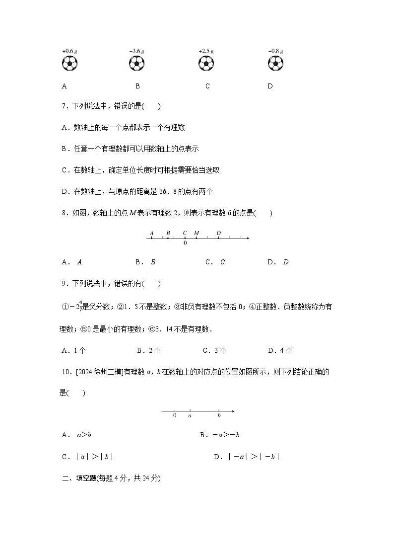 人教版（2024）2024-2025学年七年级数学上册课时优化训练第一章 有理数 综合素质评价（单元测试）（含答案）02