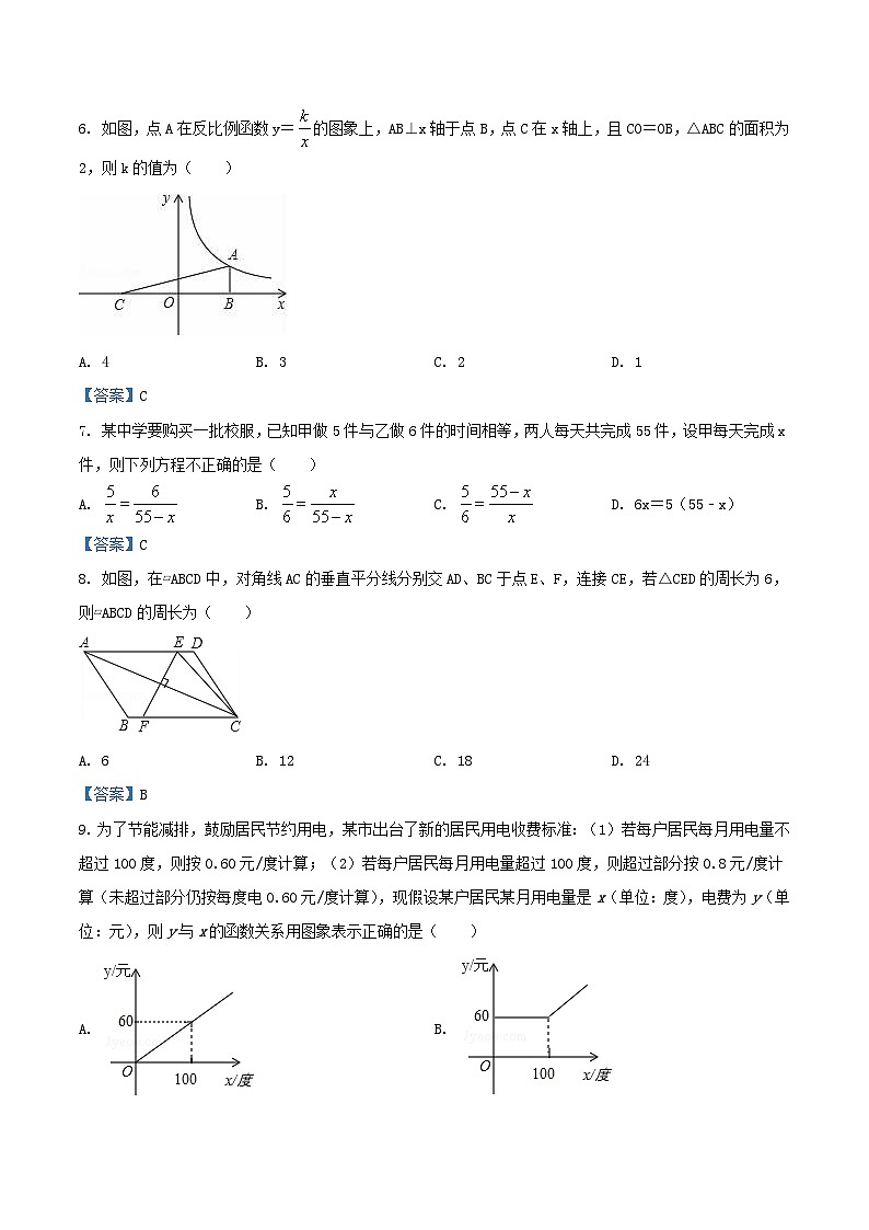 2020-2021学年河南省洛阳市汝阳县八年级下学期期中数学试题及答案02