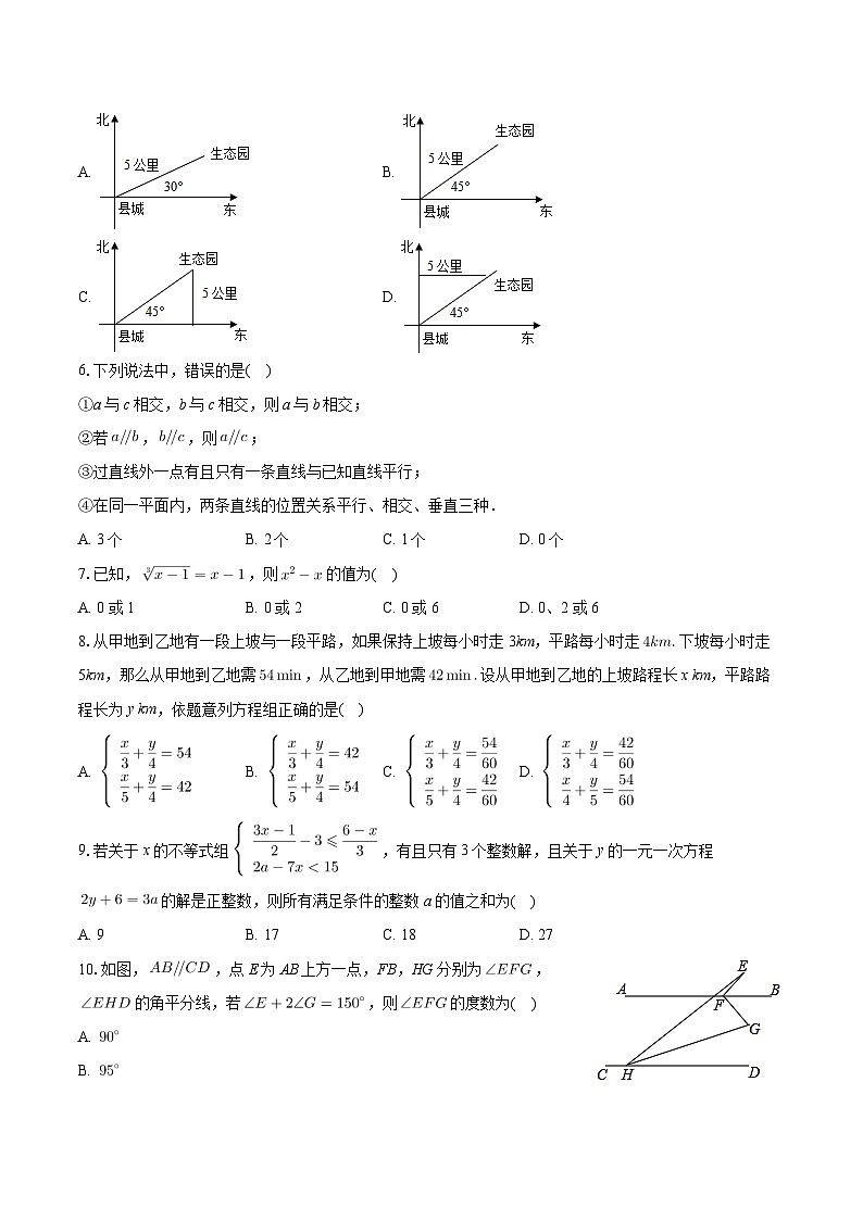 辽宁省铁岭市第五中学2023-2024学年七年级下学期期末考试数学试卷02
