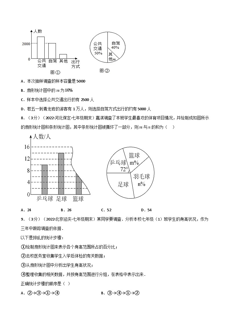 苏科版八年级数学下册专题7.2数据的收集、整理、描述章末题型过关卷同步学案(学生版+解析)第3页