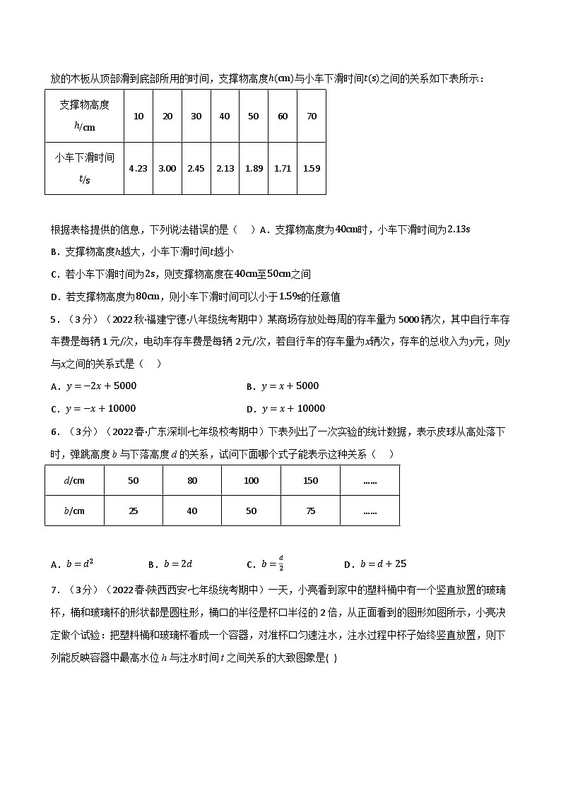 北师大版七年级数学下册举一反三系列3.2变量之间的关系章末题型过关卷(北师大版)同步学案(学生版+解析)第2页