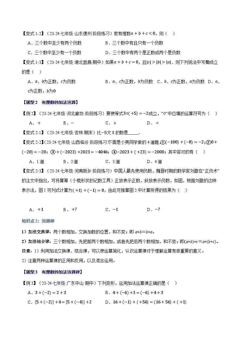 苏科版(2024)2024-2025学七年级数学上册突破提升专题2.5有理数的加法【八大题型】学案(学生版+解析)第2页