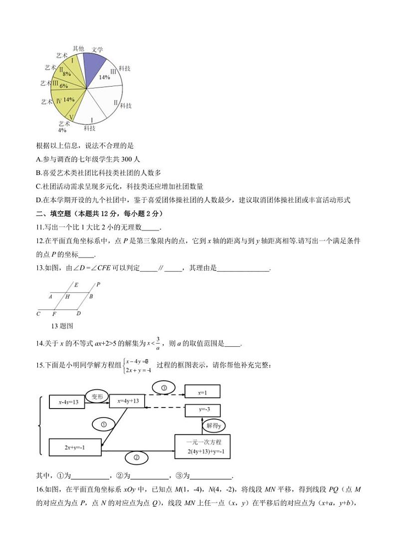 [数学][期末]北京市怀柔区2023～2024学年七年级下学期期末试题(有答案)第3页