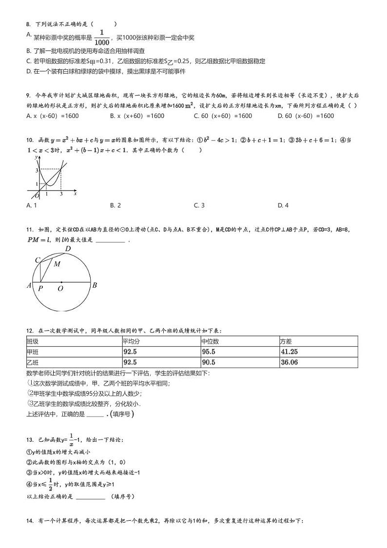 [数学]2024年天津河北区天津市红光中学中考真题模拟数学试卷(仿真卷)(原题版+解析版)02