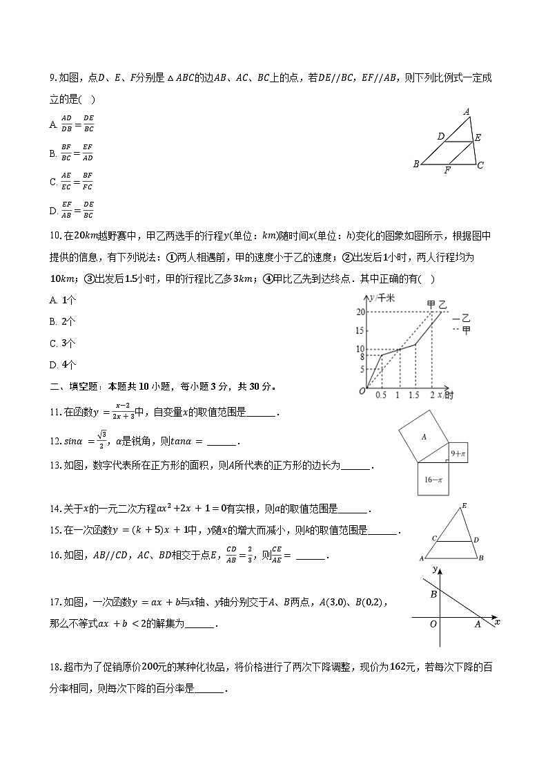 2024-2025学年黑龙江省哈尔滨市香坊区风华中学九年级（上）开学数学试卷（含解析）第2页