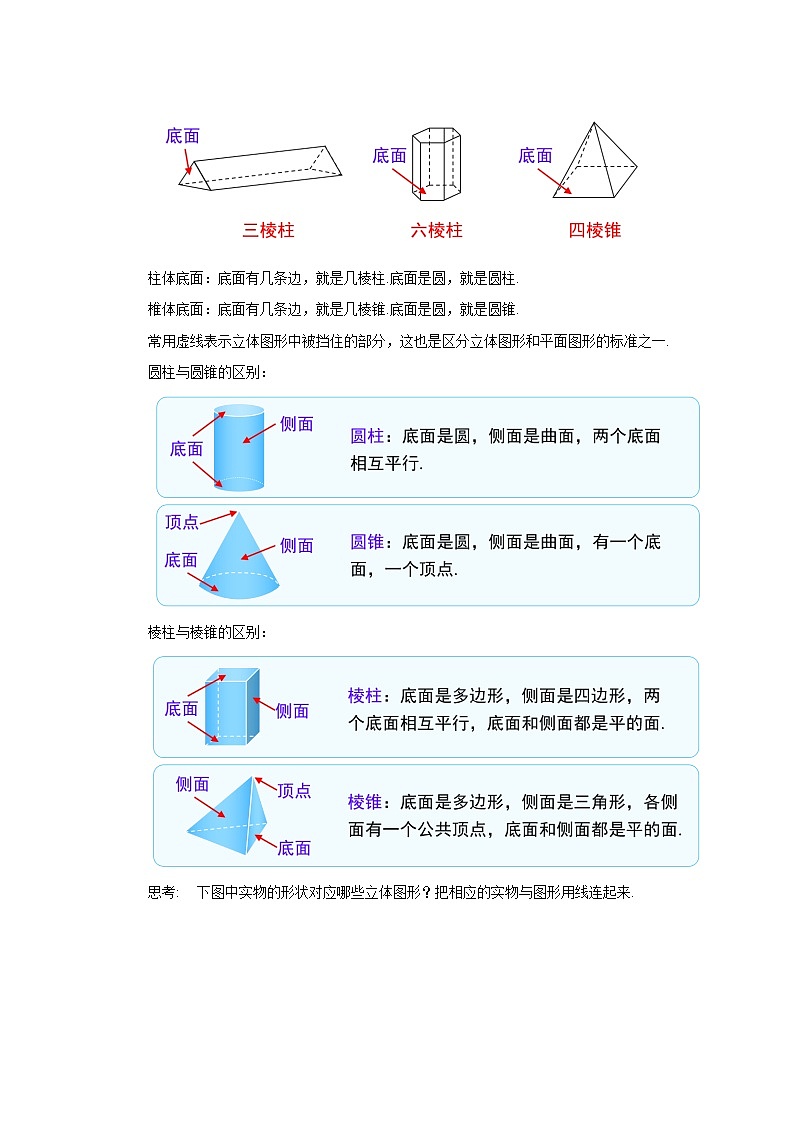 2024秋季人教版七年级上册数学  6.1.1.1认识立体图形与平面图形  PPT课件+教案+习题03