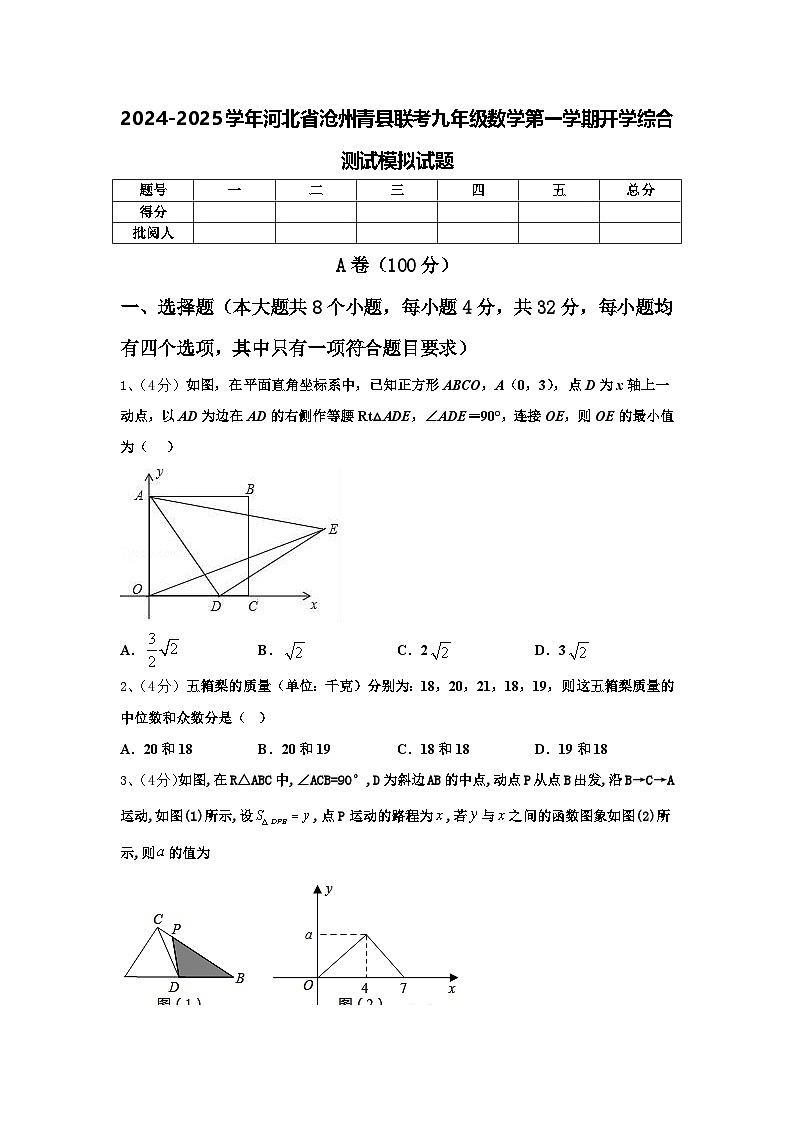 2024-2025学年河北省沧州青县联考九年级数学第一学期开学综合测试模拟试题【含答案】第1页